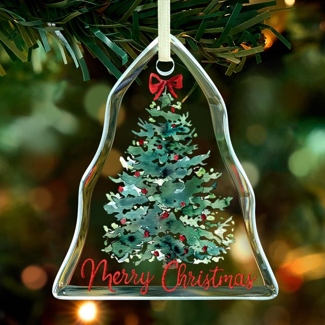 Adorno navideño THDZS de cristal de 8 cm para colgar en forma de árbol