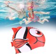 thumbnail image 3 of Kid Elastic Silicone Swimming Swimwear Bathing  Fish Shape Swim HatRed, 3 of 8