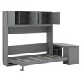thumbnail image 5 of BEBPILOO Queen Size Wall Murphy Bed with Desk and Storage Shelves and Big Cabinets, Gray, 5 of 13