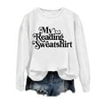 thumbnail image 4 of AWZXDE Women's Casual Solid Color Sweatshirt with Letter Print Round Neck Pullover - Comfy & Stylish Long Sleeve Top White,XXL, 4 of 4