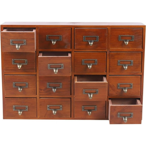 Miumaeov Wooden Storage Box with 16 Drawers, Retro Craft Storage Cabinet Multi Drawer Storage Cabinet for Home Office Hospital Clinic