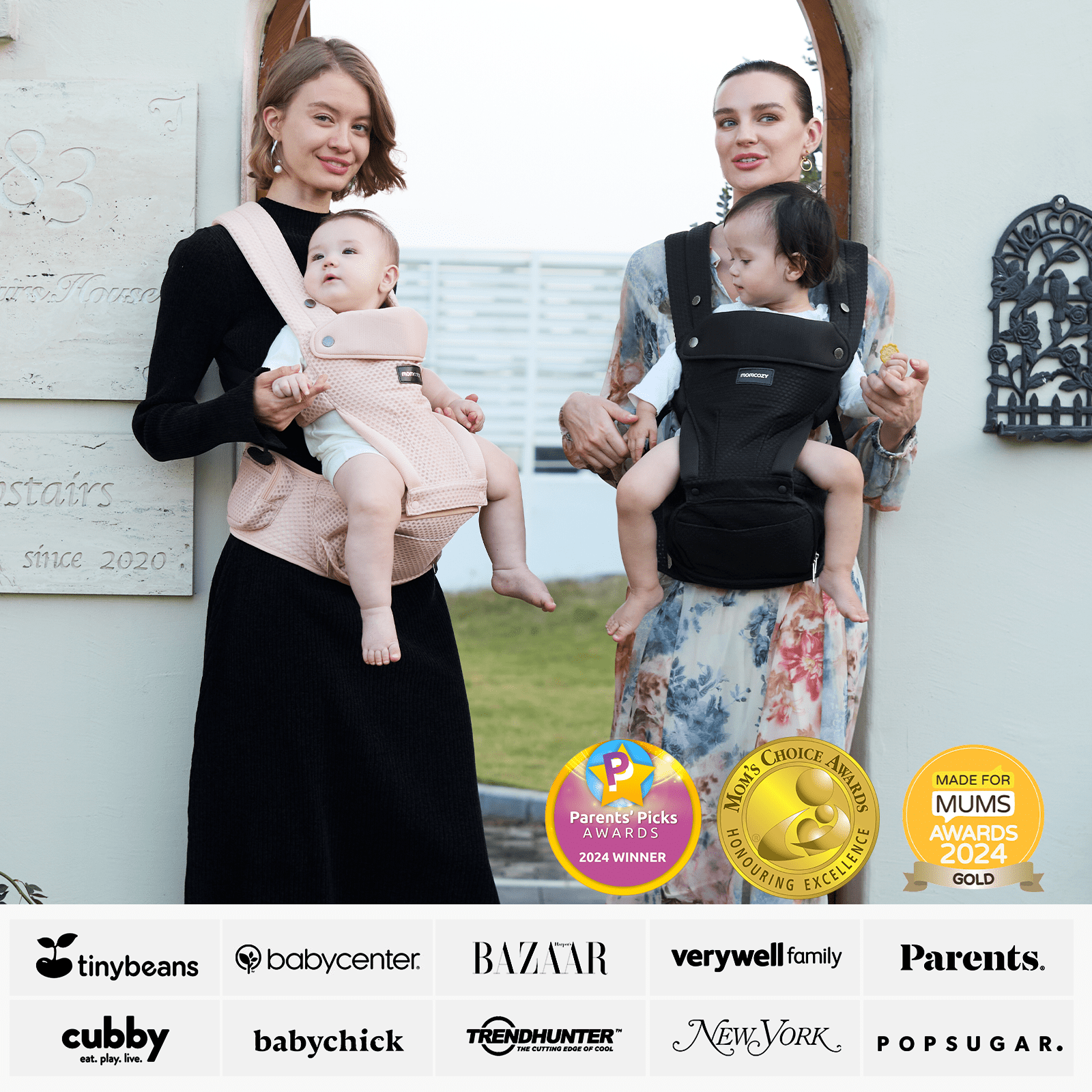 Momcozy Baby Carrier with Hip Seat, 2-in-1 Detachable Infant Hip Seat Carrier for Toddlers up to 44lbs. Breathable for Hands-Free Carrying. Fits Waist Sizes up to 47 Inches for Mom & Dad