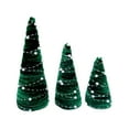 thumbnail image 2 of 3 Pieces Christmas Velvet Trees Set with Bead String, Artificial Christmas Trees Tabletop, Christmas Flocked Table Centerpieces Decor, Velvet Christmas Cone Tree Decoractions for Entryway Centerpiece, 2 of 9
