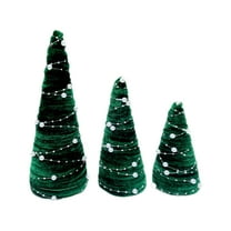 Set of 3 Velvet Christmas Trees Decoration Large Modern Velvet Cone Christmas Tree Figurine Decor Holiday Xmas Winter Indoor Home Tabletop Mantel Centerpiece
