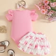 thumbnail image 6 of mgoYE Baby Girl Clothes 3-6 Months Baby Girl Summer Clothes Short Sleeve Ribbed Romper Ruffle Layered Skirt Headband Clothing(Pink,0-3 Months), 6 of 6