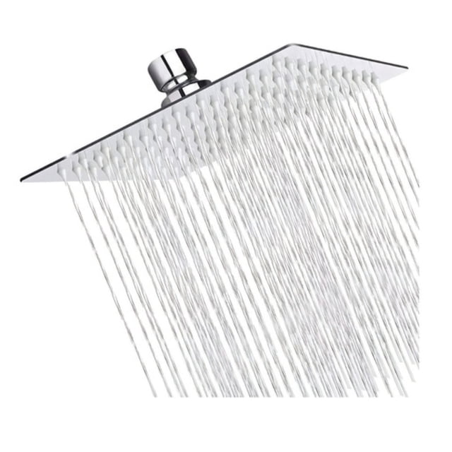 Regadera Cuadrada Hidroflud Estilo Lluvia Plateada Cromada Acero Inoxidable Griferia Convencional