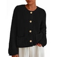 thumbnail image 1 of Suéter PRETTYGARDEN Cardigan Oversized de Punto Grueso Negro 2XL, 1 of 4