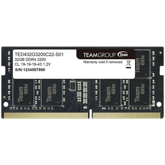 Team Elite 32GB 260-Pin DDR4 SO-DIMM DDR4 3200 (PC4 25600) Laptop Memory Model TED432G3200C22-S01