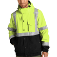 thumbnail image 6 of High Visibility Bomber Jacket for Work, Hi Vis Waterproof Insulated Ripstop Reflective Hooded Jacket (Safety Yellow, XL), 6 of 6