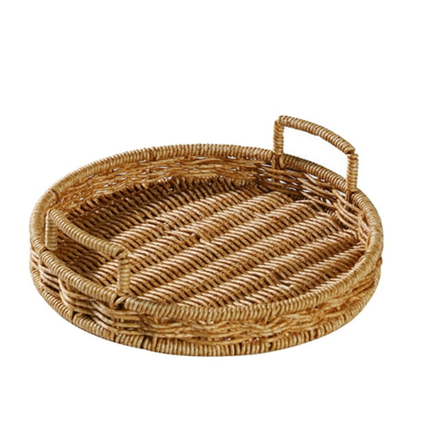 Cesta de mimbre tejida a mano, bandeja organizadora de mimbre, cestas , recipientes para aperitivos, cestas de frutas para aperitivos