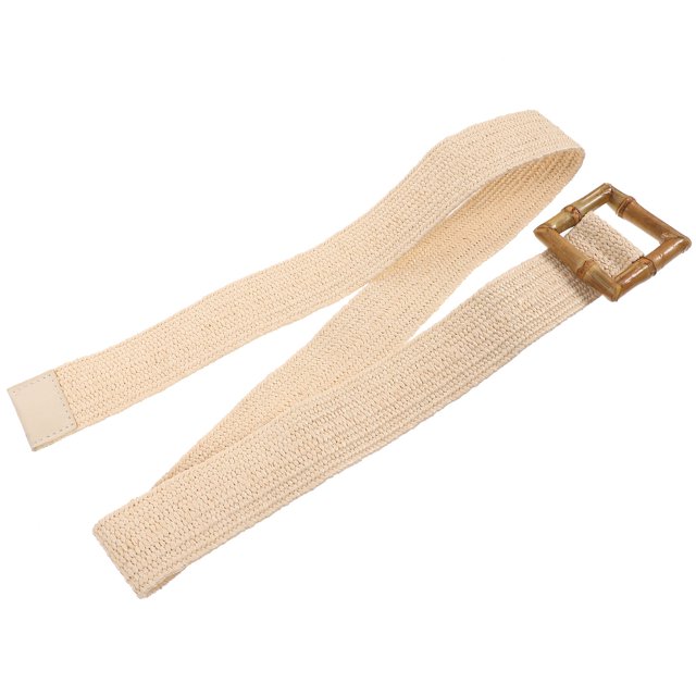 OULII Casual Woven Raffia Belt Khaki 1Pcs Adjustable Buckle Fastening for Girls