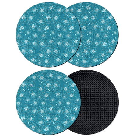 Turquoise Boho Floral Coasters Set of 4 Absorbent Coasters for Drinks Abstract Art Flowers Botanical Coaster for Desk Coffee Table Protection Home Decor House Warming Gifts 4