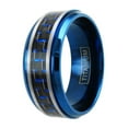 thumbnail image 4 of Wedding Rings For Men 8mm Blue Titanium Band Black & Blue Dash Carbon Fiber, 4 of 6