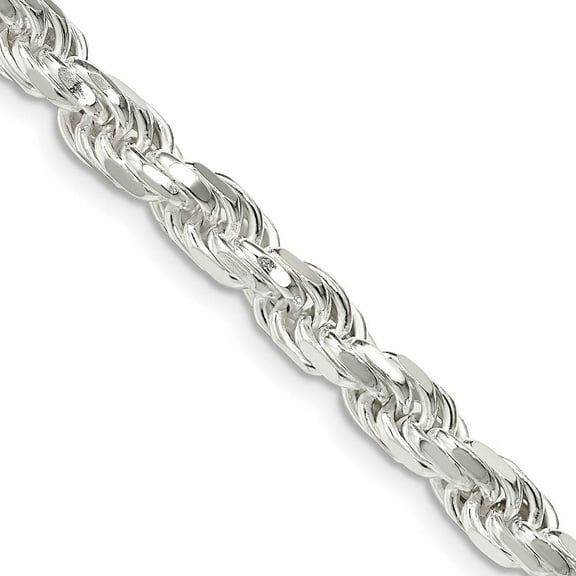 Primal Silver Sterling Silver 5.75mm Diamond-cut Rope Chain