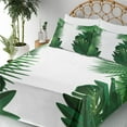thumbnail image 5 of Ambesonne Hawaiian Fitted & Top Sheet Set with Shams, Tropical Exotic Palms, Green White, 5 of 8