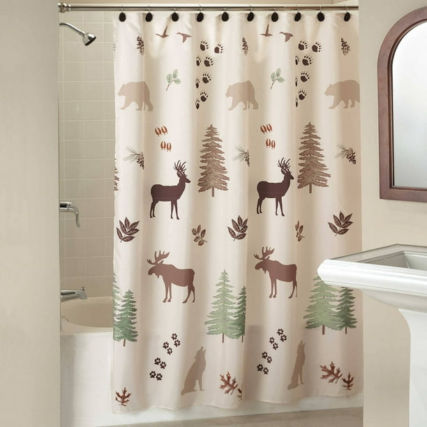 Silhouette Lodge Collection Moose Bath Shower Curtain Walmart Com Walmart Com
