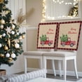 thumbnail image 3 of Merry Christmas Winter Chair Covers Set of 4 Red Truck Red Plaid Xmas Linen Chair Back Covers Stretch Removable Washable Slipcovers Protector for Dining Room Kitchen Party Decor, 3 of 5