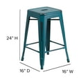 thumbnail image 6 of Flash Furniture Commercial Grade 24" High Backless Distressed Kelly Blue-Teal Metal Indoor-Outdoor Counter Height Stool, 6 of 9