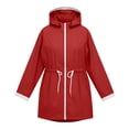 thumbnail image 5 of FRSASU Women's Jackets Waterproof Lightweight Zip Up Drawstring Hoodies Windbreaker Hiking Outdoor with Hooded Red, 5 of 7