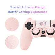 GeekShare Cat Paw PS4 Skin Anti-Slip Silicone Protective Cover Case for PS5 PS4 Controller Pink