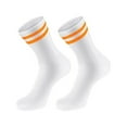 thumbnail image 3 of 9 Pair Orange Athletic Crew Socks with Classic Two Stripes Design for Sports School and Casual Wear Comfortable Breathable Cushioned Socks for and Polyester, 3 of 4