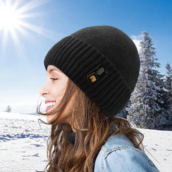 Dyfzdhu Women Winter Woolen Hat Loose Oversized Knitted Warm Suitable for Cold Weather One Size Black