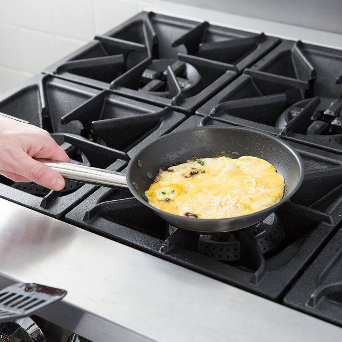 Vigor SS1 Series 8 1/2 Stainless Steel Fry Pan with Aluminum-Clad Bottom  and Dual Handles