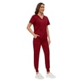 thumbnail image 3 of Set de exfoliantes VIAOLI para mujer con cuello en V y pantalones deportivos con 8 bolsillos, 3 of 6