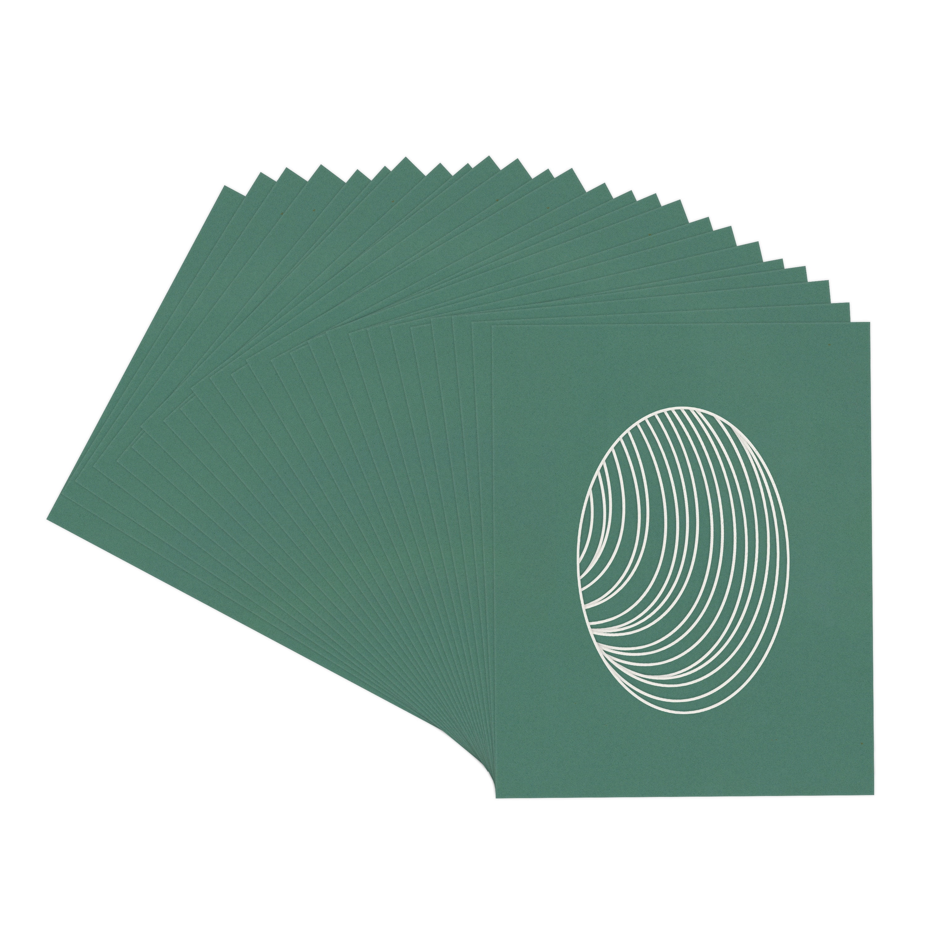 Celtic Green Picture Frame Mat for 18x24 Frames - Oval Opening for 15x20 Photos - 25 Mats