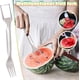 thumbnail image 4 of Cortador de frutas de acero inoxidable 2 en 1, cortador de tenedor de sandía, cortador de tenedor de sandía, cuchillo multifuncional portátil de doble cabeza para cocina de fiesta en casa, herramienta, 4 of 7