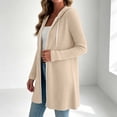 thumbnail image 5 of Sweatshirt for Women Soft Cozy Ribbed Knit Zip Up Hooded Coat Side Pockets Drawstring Hood Home for Lounge Travel Layering | TruBelle,Beige L, 5 of 7