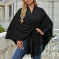 thumbnail image 4 of Women'S Elegant Shawl Wraps Soft Open Front Poncho Sweater for Spring Fall Winter Black One Size, 4 of 6