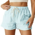 thumbnail image 2 of uublik High Waisted Shorts Women Super Soft Summer Savings with Pockets Casual Shorts Light Blue, 2 of 5