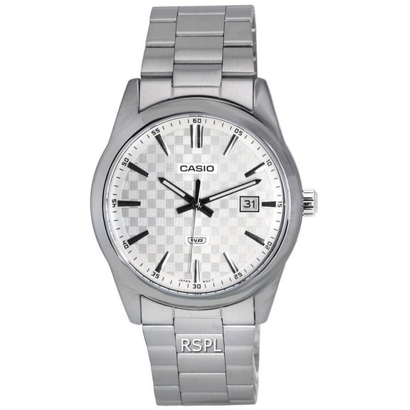 Casio Men’s Silver Stainless Steel Watch with Textured Silver Dial -