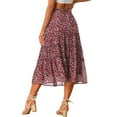 thumbnail image 3 of DARING DIVA Women's Chiffon Tiered A-Line Maxi Skirt XL Brown, 3 of 7