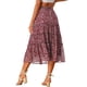 thumbnail image 3 of Falda Floral de Chiffon para Mujer Inspire Chic, A-line, Larga, con Volantes en Capas, Boho, Verano, Midi, Talla XL, Marrón, 3 of 8