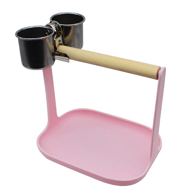 Puesto de Juegos para Loros YONGSHENG Soporte de Entrenamiento de Madera con Alimentador de Metal