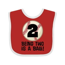 Inktastic 2nd Birthday Baseball 2 Year Old Boy Boys or Girls Baby Bib