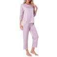 thumbnail image 4 of INSPIRE CHIC Women's Pajama SetsSilky Long Sleeve Round Neck Floral Loungewear L Purple, 4 of 6