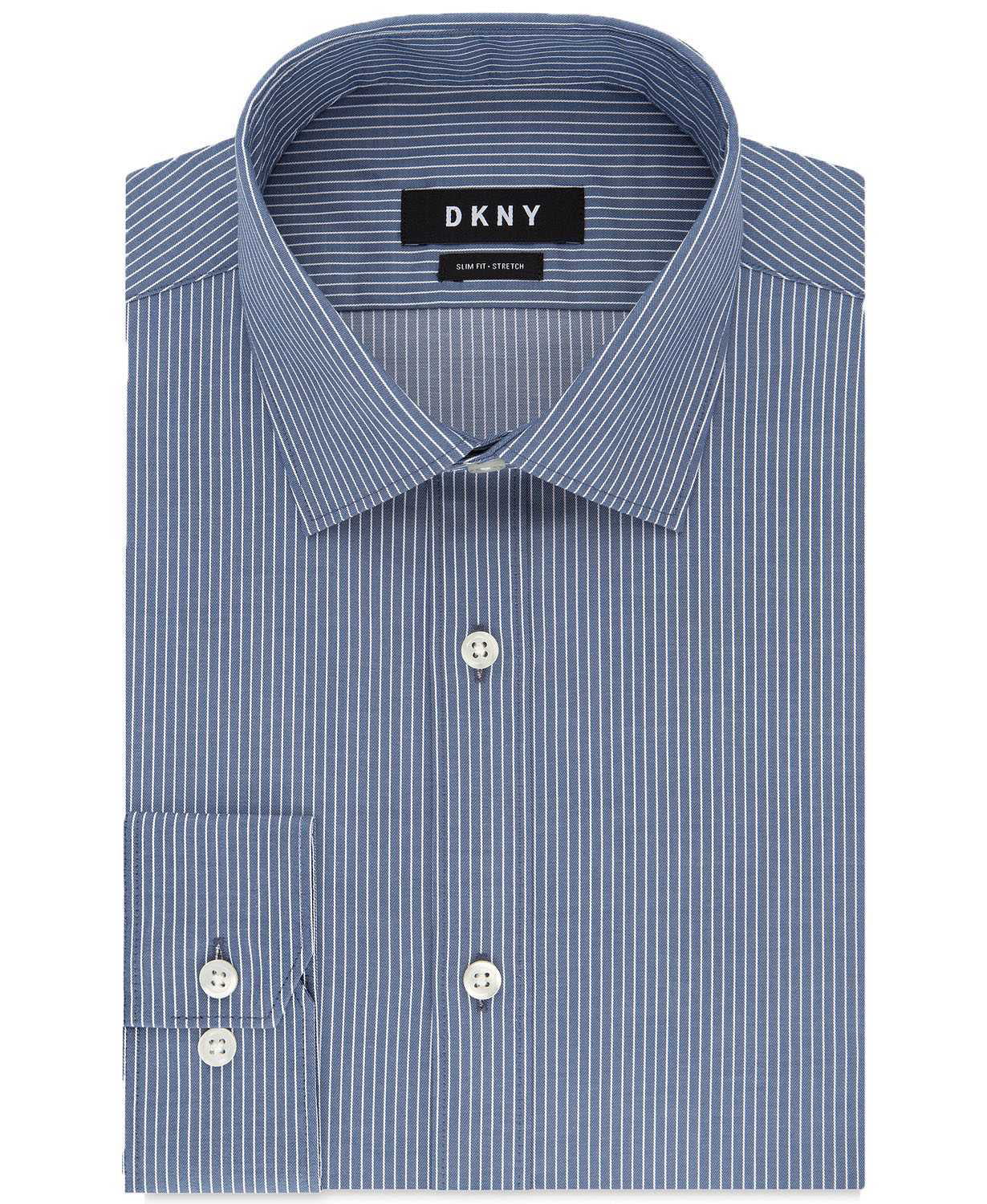 Details about   DKNY Men's Slim Fit Stretch Dress Shirt Textured Stripe Pool Blue 16 1/2 32/33 L 
