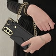 thumbnail image 4 of ELEHOLD Luxury Leather Wallet Case for Samsung Galaxy Z Fold 7 2025 With Screen Protector , Faux Leather Kickstand Card Cash Slot Non-Slip Grip Protective Case With Gold Chain Strap,Green, 4 of 6