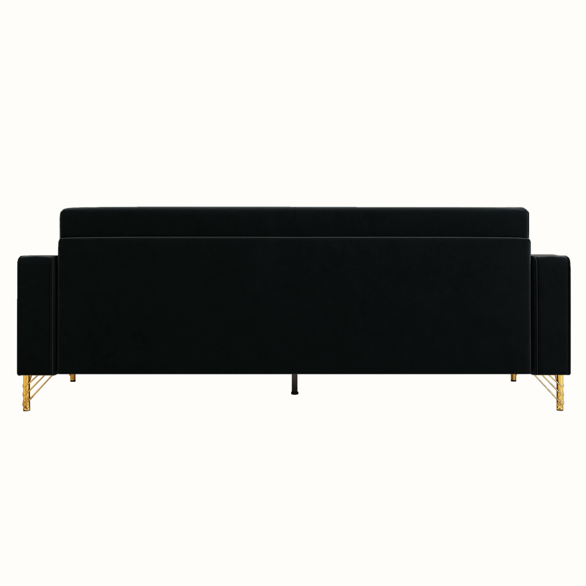 Modern Velvet Upholstered Sofa Couch with Pillows Removable Cushions and Gold Metal Legs for Living Room Office Apartment