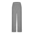 thumbnail image 4 of IDALL Wide Leg Pants Woman Womens Joggers Ribbed Knit Pants Elastic High Waist Wide Leg Thermal Lined Long Trousers High Waisted Pants Women'S Pants Gray L, 4 of 7
