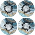 thumbnail image 2 of Shower Caps,Blue Marble Gold Wave Pattern Waterproof Shower Cap for Women 4 Pieces,Double Reusable Hair Cover for Shower PEVA Elastic Stretch Hem, 2 of 7