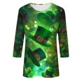 thumbnail image 5 of successthop St Patricks Day Blouses for Women Luck Shamrock Heart Paddy's Day Pullovers Crew Neck Holiday Shirts 3/4 Sleeve Gifts Tees Tops Fashion Saint Clothes, 5 of 5
