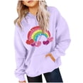 thumbnail image 2 of SGFCWSX Girls Oversized Heart Print Hoodie, Kids Soft Pullover Fahion with Pocket Sweatshirt for Daily Casual Wear Purple Size 9-10 Years, 2 of 6