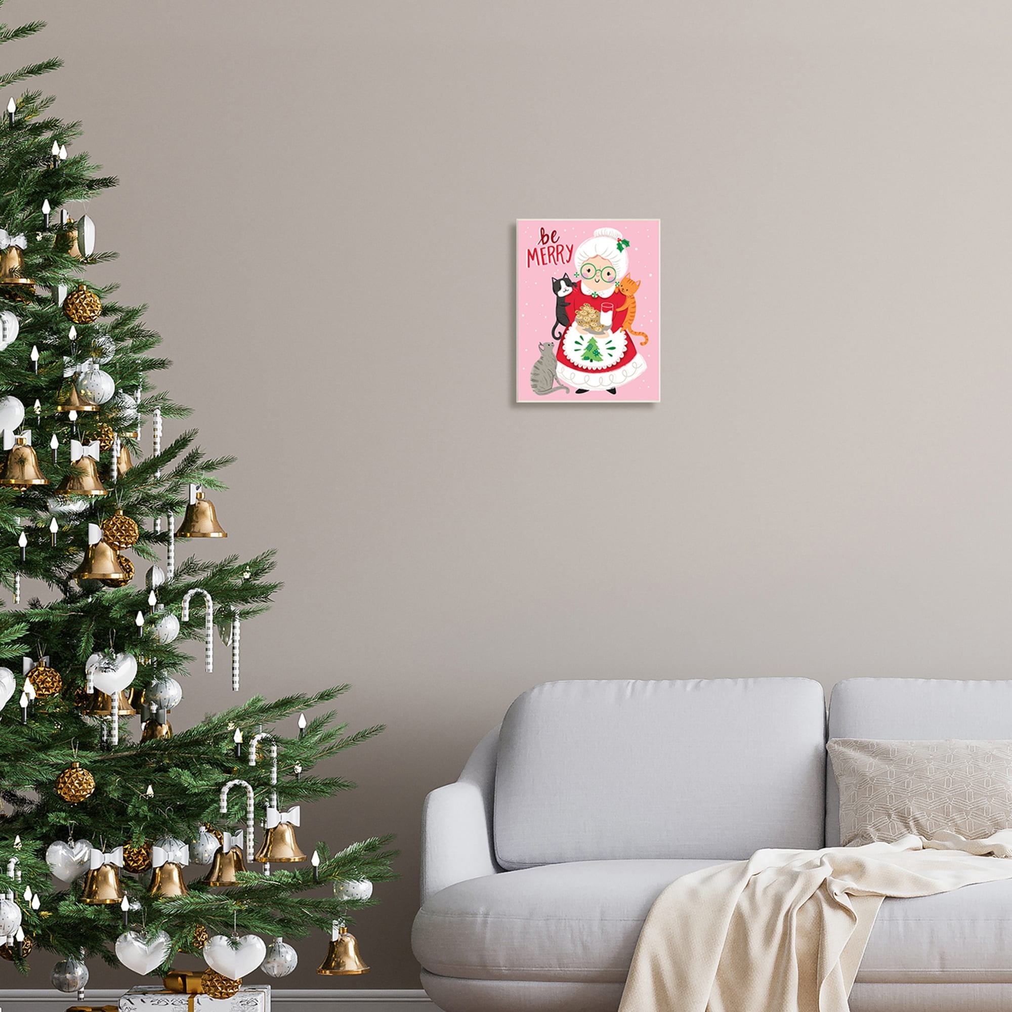 Be Merry Grandma Christmas Cookies Cats Perched Holiday Graphic Art Unframed Art Print Wall Art