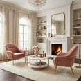 thumbnail image 2 of SAFAVIEH Eleazer Modern Glam Velvet Accent Chair, Dusty Rose, 2 of 17