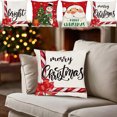 thumbnail image 1 of Christmas Pillow Cover 45x45cm - Red and White Holiday Decoration for Sofa Couch with Santa Snowman Tree Patterns, 1 of 6