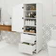 thumbnail image 2 of Tall Bathroom Storage Cabinet, Freestanding Storage Cabinet with Two Drawers and Adjustable Shelf, MDF Board with Painted Finish, White, 2 of 12